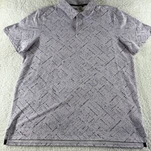 VRST Athletic Golf Polo Shirt Polka Dot Purple Collared Snap Up Clean Large